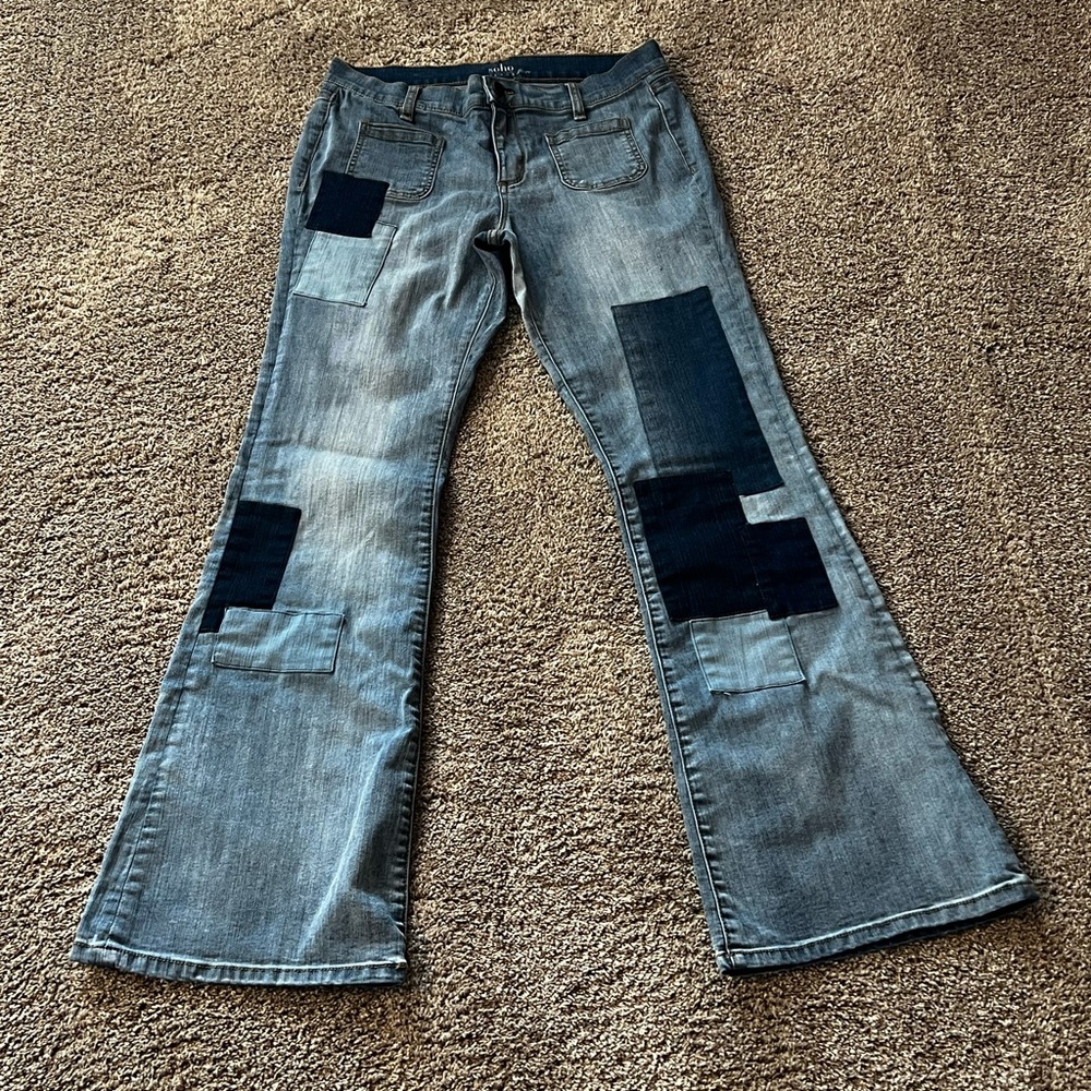 Patchwork Flare Denim Jeans by Soho New York & Company